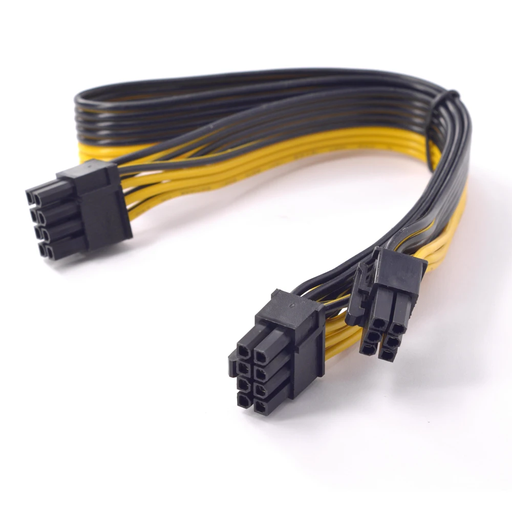 PCIe GPU 6pin Sang Dual 8Pin Cáp Cấp Nguồn PCI Express Card Đồ Họa 2 Cổng 6 + 2pin Để 6Pin dây Nguồn 18AWG