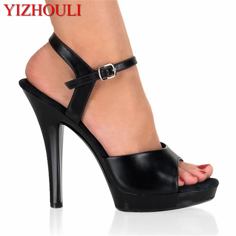 

High-heeled sandal platform women 2018 summer sexy sandals 13cm classic lacquer glossy black heels