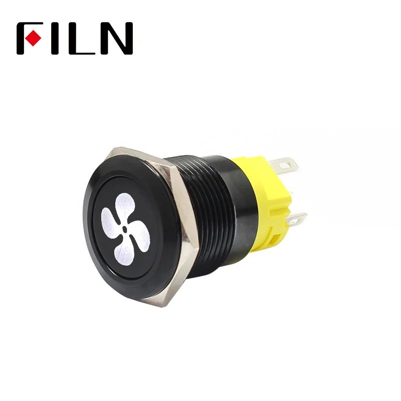 19mm 12v LED black shell metal push button switch dashboard custom Fan tag symbol C40 car racing switch