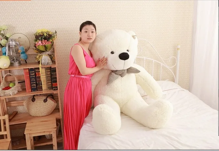 lovely huge bear toy plush toy cute big eyes bow stuffed bear toy teddy bear birthday gift white 160cm