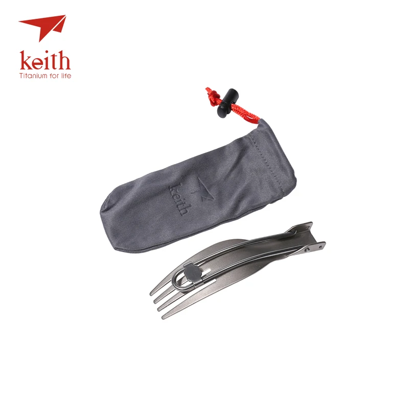 Keith Titanium Folding Fork Camping Cutlery Travel Tablewares Outdoor Picnic Hiking Convenient Spork Ti5303 16g