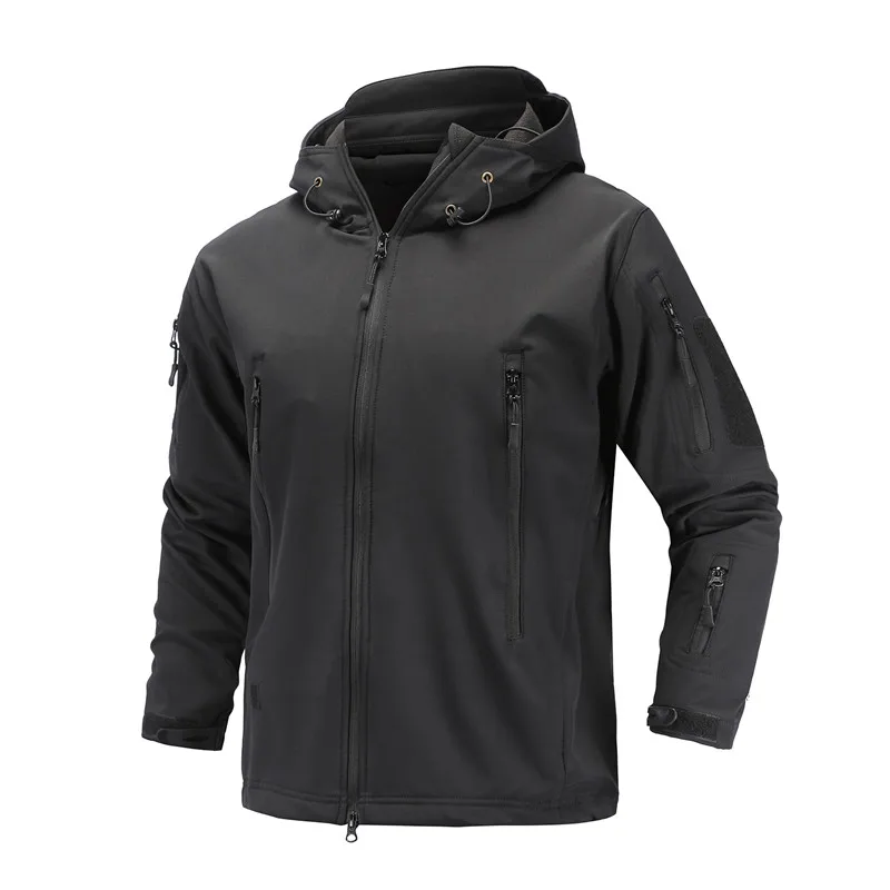 Windproof Waterproof Thermal Softshell Jacket Fleece Lined Hooded Coat for Men Hunting Fishing Hiking Winter Outdoor M-4XL