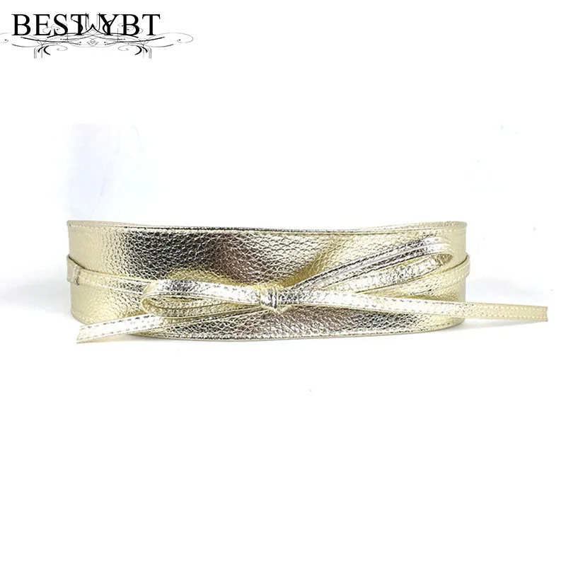 Best YBT Women leather belt New Fashion Women fashion belt Wide casual Self Tie Wrap Around Waist Band Dress Belt