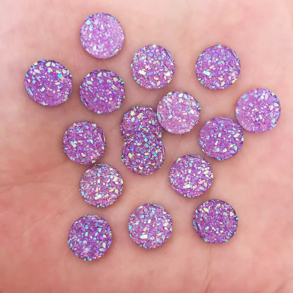 100pcs AB Resin Bling Convex surface Ore 10mm Round flatback rhinestone Ornaments DIY  Wedding appliques craft SW64