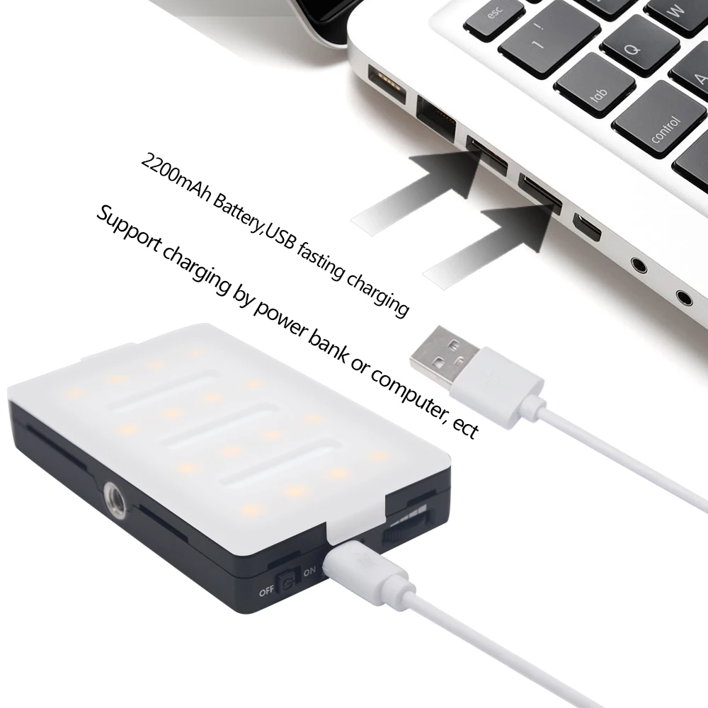 Mcoplus-Luz LED LED16 para vídeo CRI 95, batería de iones de litio integrada, recargable por usb, para teléfono, cámara, DV, videocámara, flash