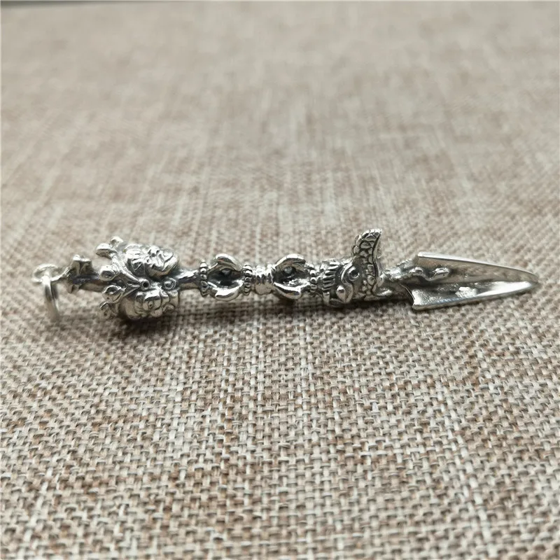 925 Sterling Silver Trimurti Phurba Pendant