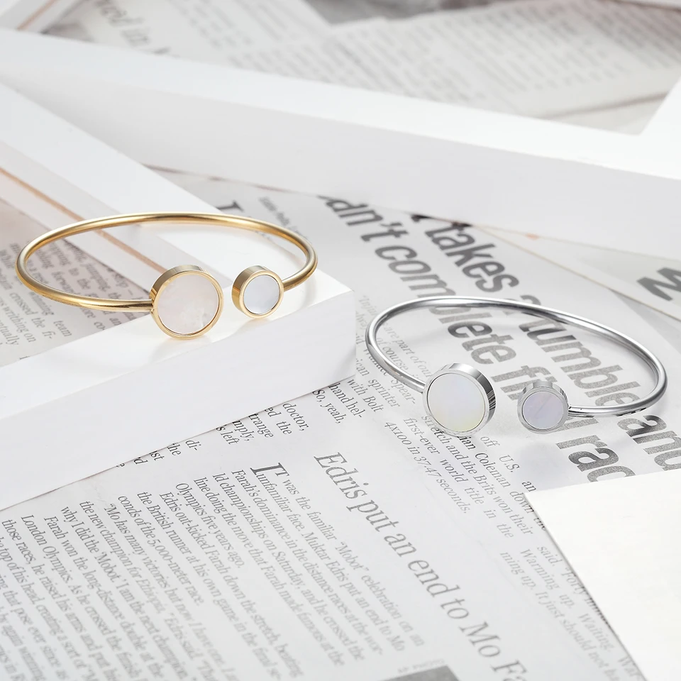 BORASI Stainless Steel Love Bracelets & Bangles For Women Round Classic Charms Bracelets Gold -Color Female Jewelry Party Gift