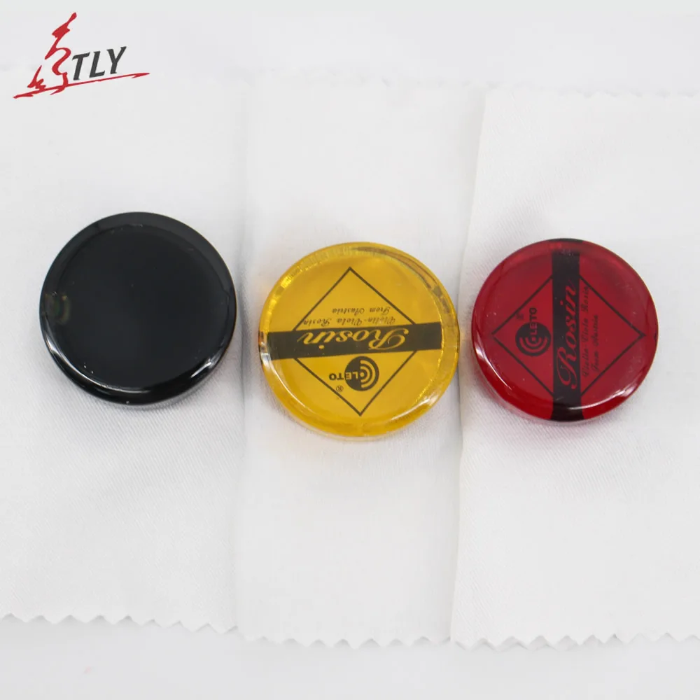 1 Piece Original LETO Round Black/Red/Yellow Rosin Violin, Viola, Cello Bow Rosin Low Dust String Instruments Parts w/ Cloth