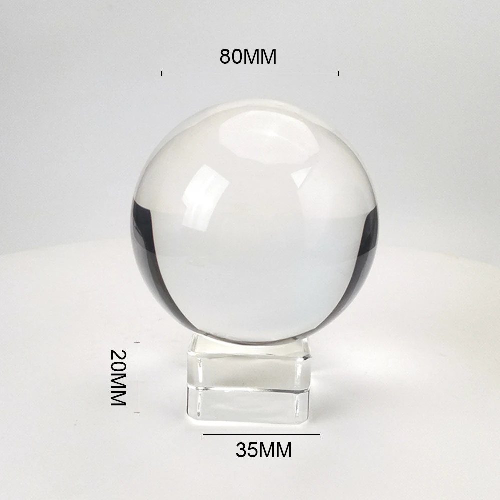 hbl 3pcs 80mm Clear Crystal Ball Decorative K9 Glass Gazing Sphere with Free Crystal Stand Figurine Fengshui Table Home Decor