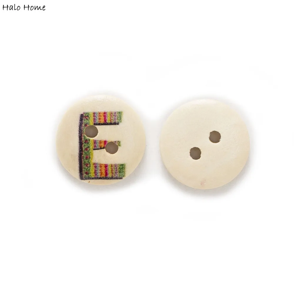 Mixed 50pcs 2 Hole Xmas/Bubble Alphabet/Letter Round Wood Buttons Sewing Scrapbooking Home Clothing Decor Card Making DIY 15mm