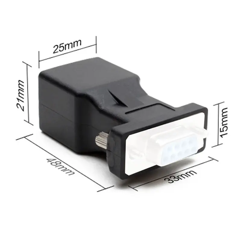 1 cái DB9 RS232 Nam để RJ45 Nữ Extender Nối CAT5 5e Cable Network Adapter