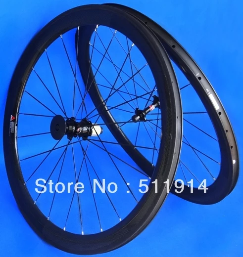 Full Carbon Glossy Road Bike Bicycle Clincher Wheelset 700C  - 50mm  (  Set : Front and Rear )