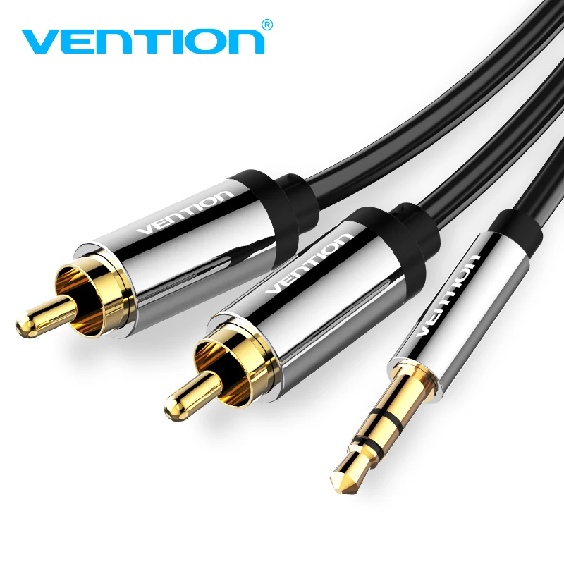 Vention RCA 케이블, 하이파이 스테레오 2RCA-3.5mm 오디오 케이블, 1m AUX 잭 3.5 Y 스플리터, 앰프용 오디오 홈 시어터 케이블 RCA