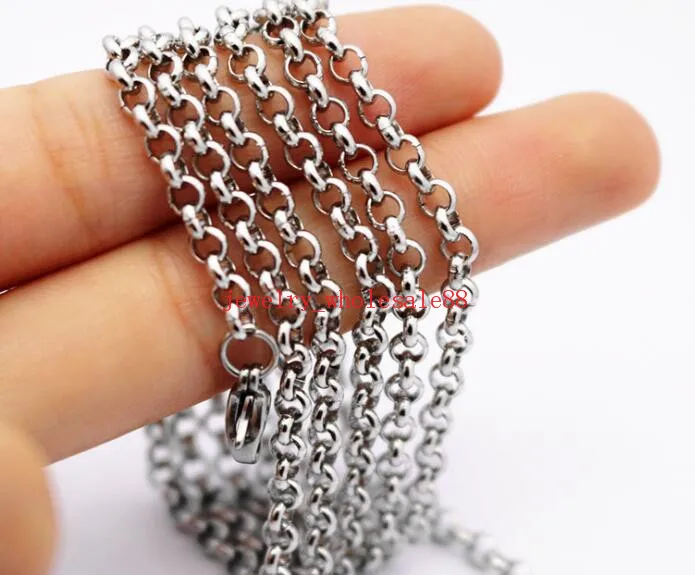 

GNAYY Lot of 3 meters wholesale 4mm Stainless Steel Round Rolo chain Jewelry Finding /Marking Chain DIY Jewelry