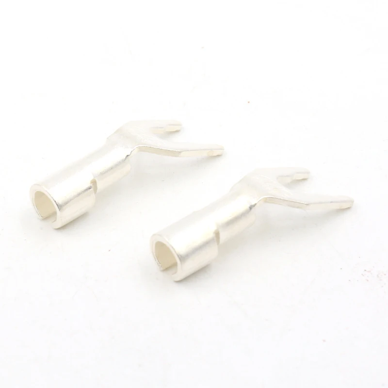 Hifi 오디오 4 개 하이 엔드 솔리드 실버 도금 Y 스페이드 플러그, 스피커 케이블 와이어 커넥터 5mm