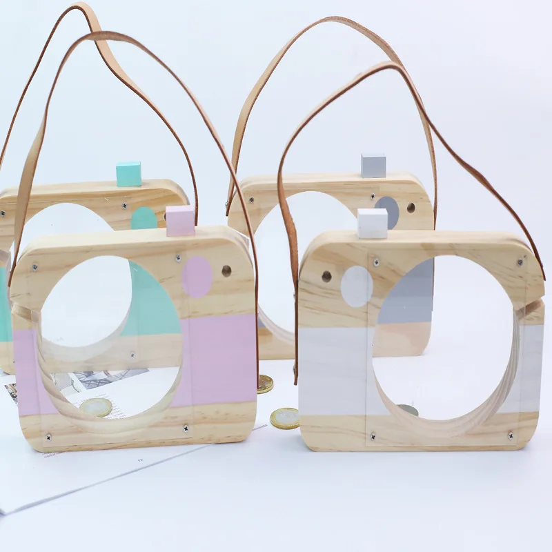 Nordic Baby Wooden Handbag Toy Money Piggy Bank Toy Children Room Decoration Kid Girls Birthday Gift