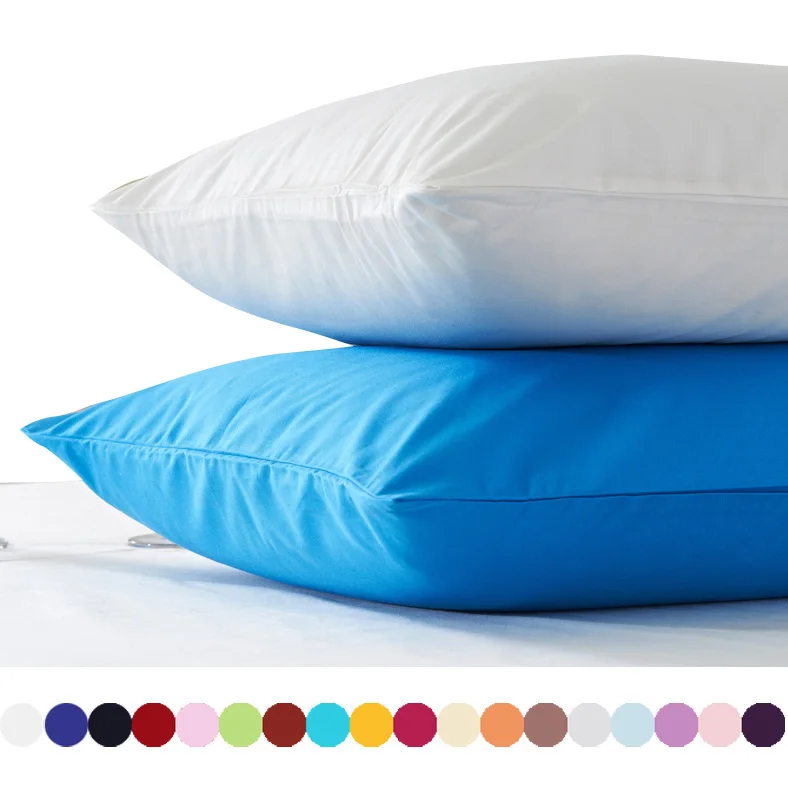 2ชิ้นผ้าฝ้าย600TCโรงแรมปลอกหมอน19สีทึบปลอกหมอนผ้าคลุมเตียง70x70เซนติเมตร50x70หมอนปกปรับแต่งขนาดใดๆ