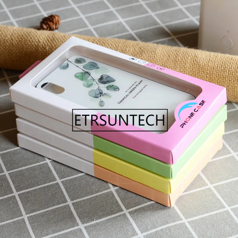 500pcs/lot Cardboard Paper Box With Tray Packaging for 4.7~5.5 inch Mobile Cell Phone Case Cover Packing with Hang Hole Window