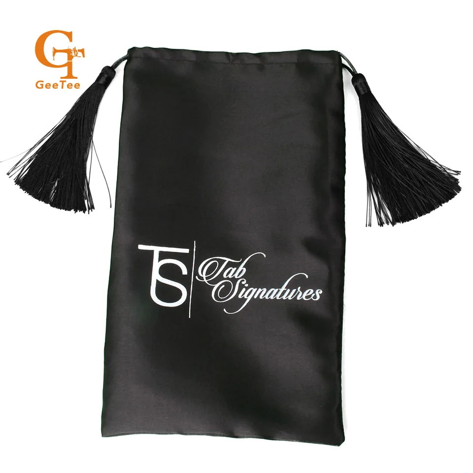 First grade Virgin Human hair bundle extension packaging bags, Customized satin bags for hair packing,Luxuary tassel,string