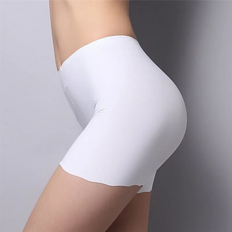 1pc  free size 3 Colors Summer Underwear shorts Sexy Silk Ice pants White/Black/Nude Women Safety Short Pants  Gifts for women