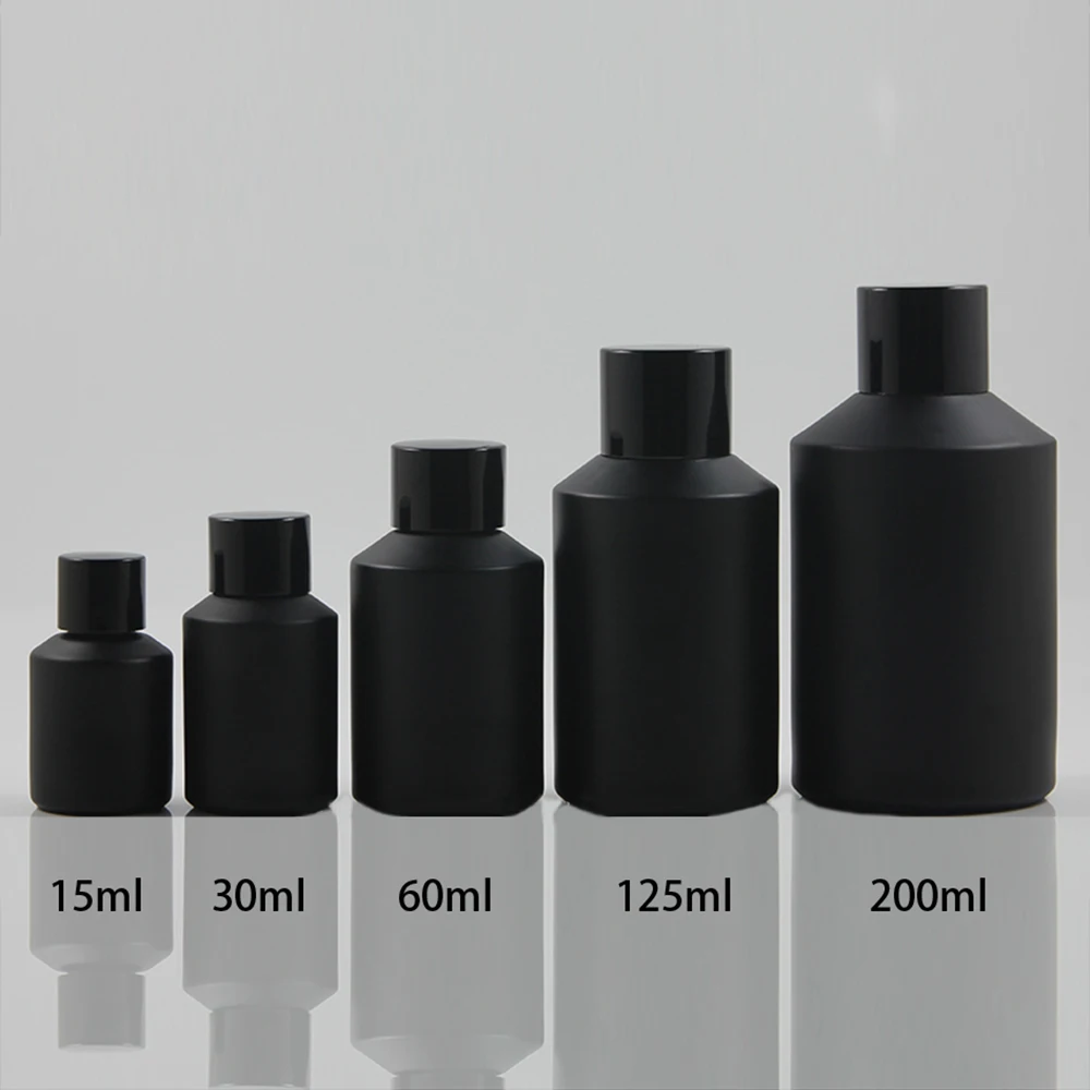 

125ml black frosted Glass bottle With black aluminum screw cap and reducer.for Essential Oil/liquid cream/lotion,glass Container