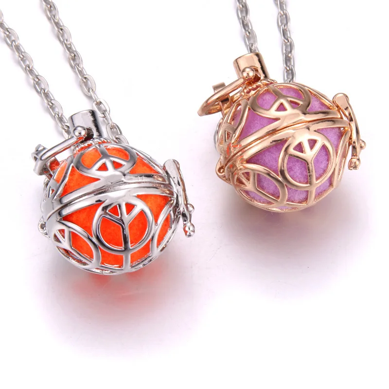 New Aromatherapy Jewelry Peace sign Perfume Diffuser necklace charm Aroma Essential Oils Diffuser Pendant Necklace women men