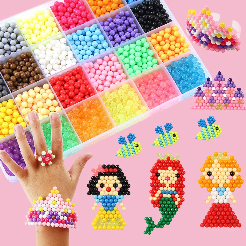 6000pcs 24colors Beads Puzzle Crystal Color DIY Water Spray Beads Set Ball Games 3D Handmade Kids Magic Toys for Children