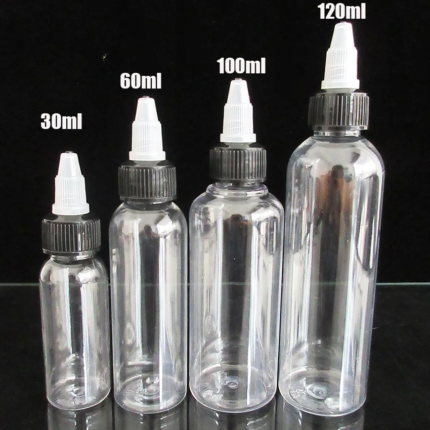 5pcs 30ml 60ml 100ml120ml PET Bottle ELiquid Refillable Dropper Bottle ,Unicorn Pen Shape With Twist Off Cap,Empty Ejuice Bottle