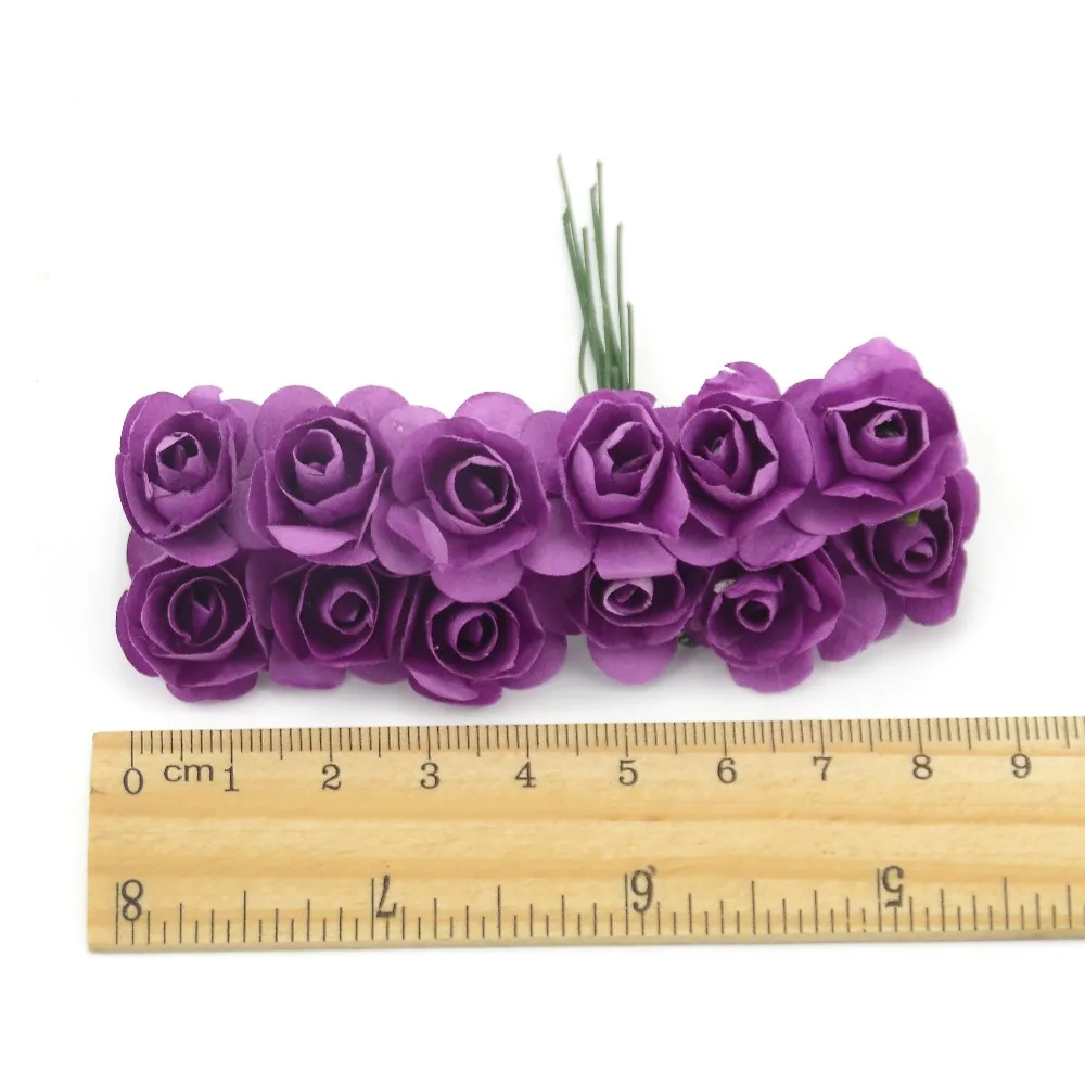 144 قطعة/الوحدة 1.5 سنتيمتر ورقة صغيرة الورد الزهور الاصطناعية الأيدي للزينة الزفاف سكرابوكينغ باقة زهور صناعية صغيرة #3