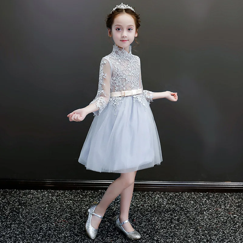 Vestido largo con bordado de flores para niña, traje de princesa con apliques de pétalos de belleza, con fajas grandes, para fiesta de graduación y Noche