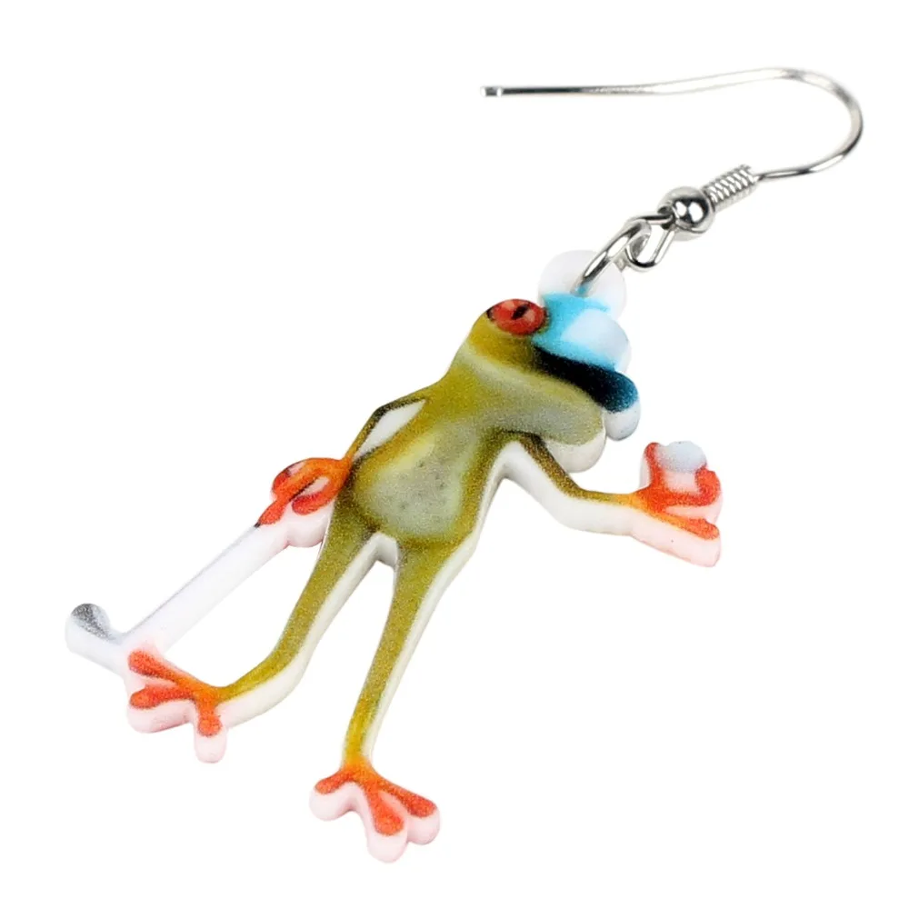 WEVENI Accessory Acrylic Golf Frog Earrings Drop Dangle New Long Anime Funny Animal Jewelry For Women Girls Gift Charms Bijoux