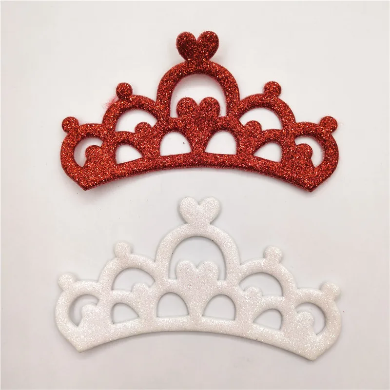20pcs/lot 10cm Mixed Glitter Fabric Patches Glitter Crown Applique for Craft/Clothes DIY Scrapbooking Accessories