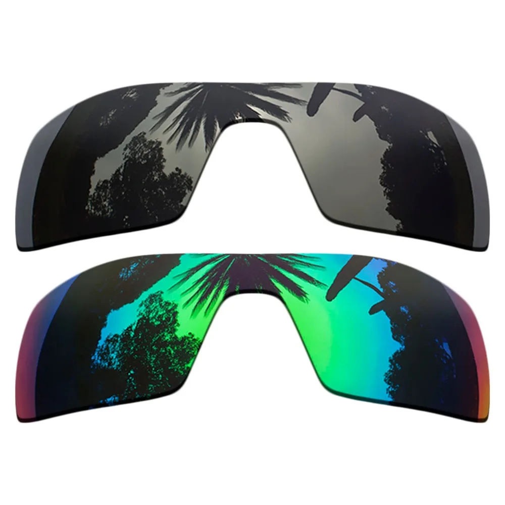 

(Black+Green Mirrored Coating) 2-Pieces Polarized Replacement Lenses for Oil Rig Frame 100% UVA & UVB Protection