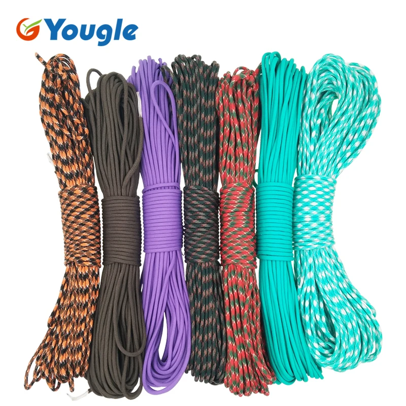 YOUGLE Paracord 550 100FT Paracord Rope Mil Spec Type III 7 Strands Survival Kit Equipment Wholesale Tent wind rope 46-52