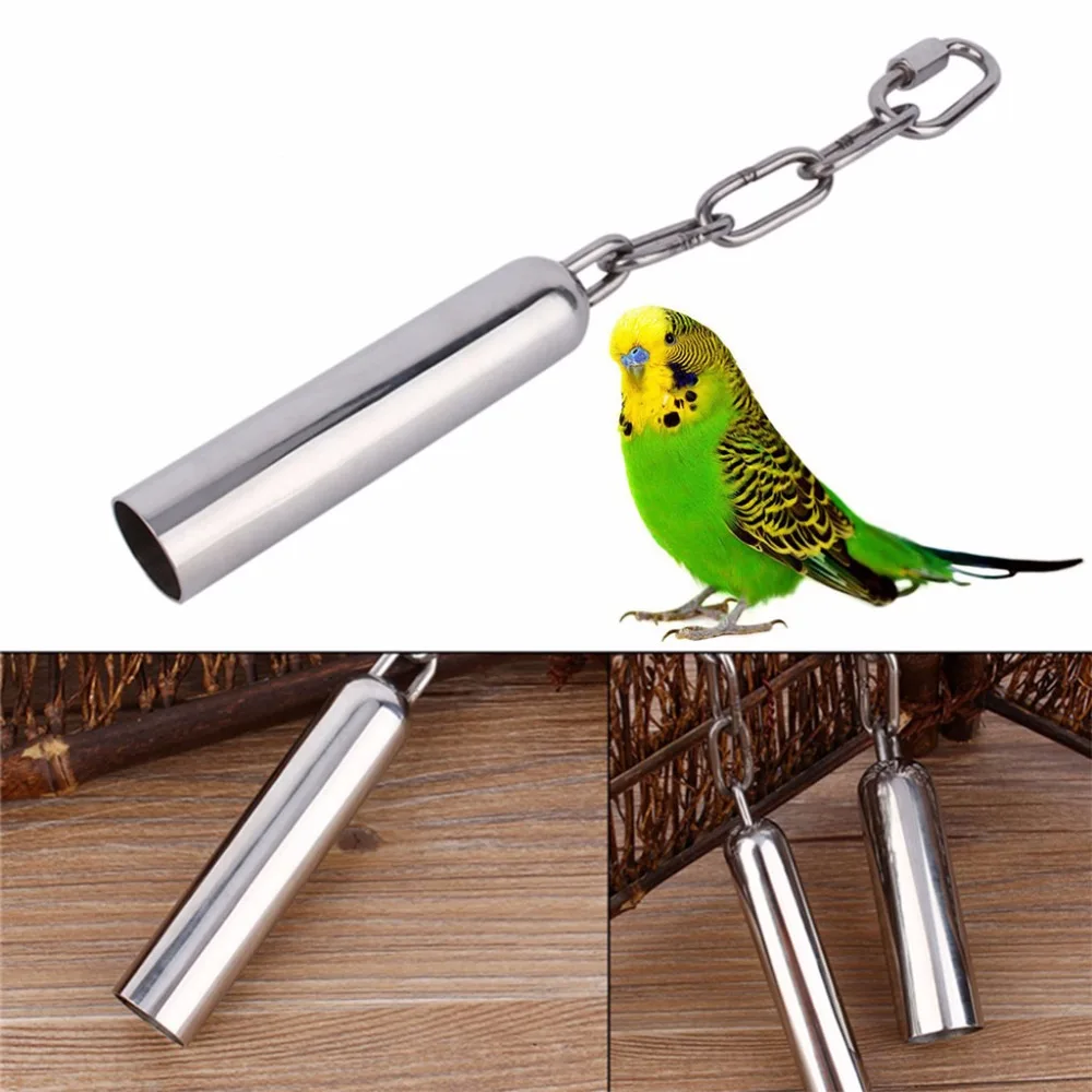 Pet Bird Stainless Steel Bell Toys Chew Parrot Hanging Swing Cockatiel Parakeet