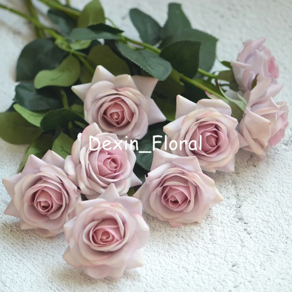 Pale Mauve Real Touch Silk Roses DIY Silk Bridal Bouquets Wedding Centerpieces Home Flowers