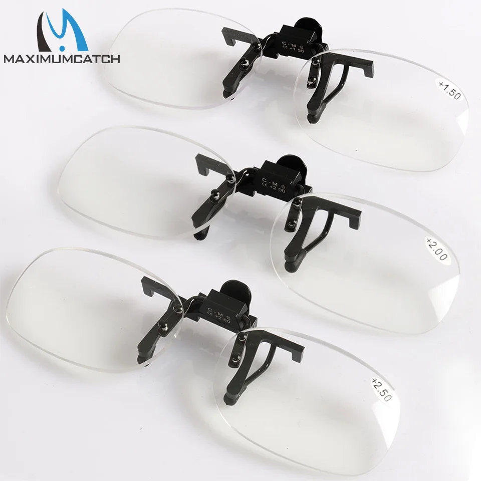 Maximumcatch Clip on Presbyopic Magnifying Glasses +1.5+2.0+2.5 Rimless Portable lens Reading fishing Glasses