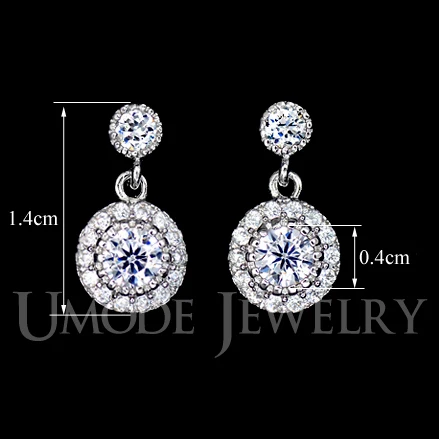 UMODE New Rhodium Color Stud Earrings with Top Quality Cubic Zirconia Women Earrings Free Drop Shipping UE0097