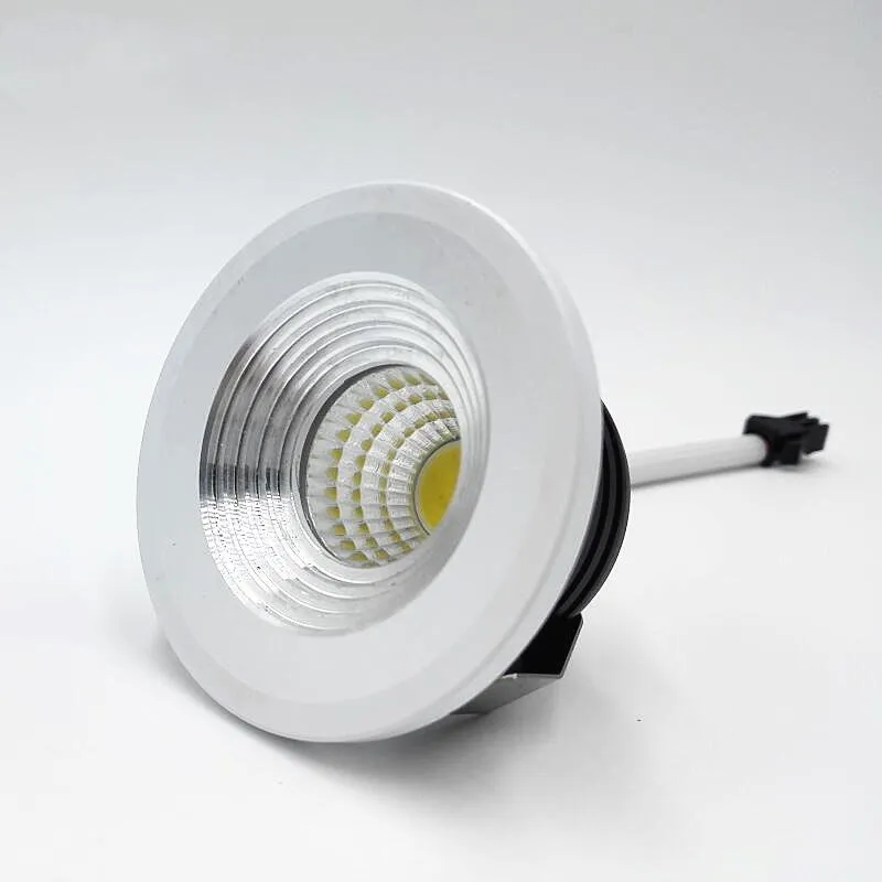 Mini spot lumineux LED circulaire ou carré encastrable avec technologie COB, lumière à intensité réglable, lumière blanche chaude ou froide, idéal pour le plafond, 110/220V, 5W