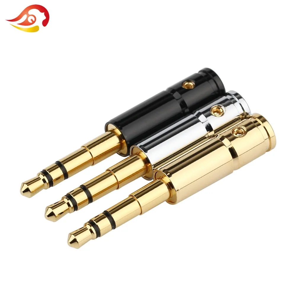 QYFANG 3.5mm 3 Pole Earphone Audio Jack DIY HiFi Headphone Plug Metal Alloy Splice Adapter Gold Plated Solder Wire Connector