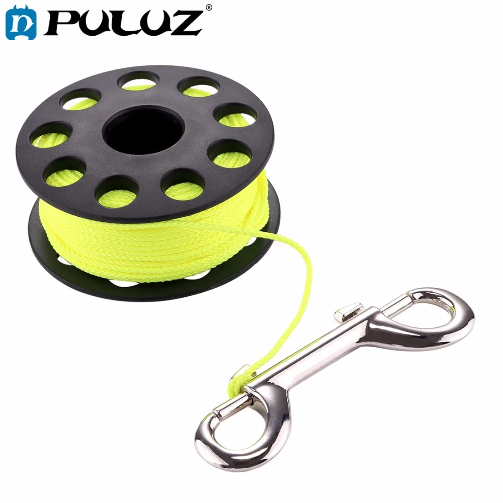 PULUZ Compact Diving Finger Reel with 30m Nylon Braided Wire &Stainless Steel Bolt Clip for Underwater Diving Camera Accessories