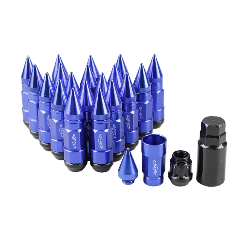 PASTP-20pcs Racing Composite Nut Anti-Theft Steel Head Alloy Aluminum Lock Wheel Lug Nut Bolt with Extended Spike Lug Nuts LN043