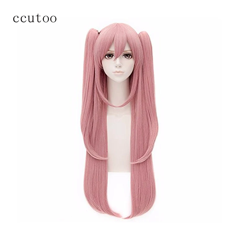 

markii ccutoo 120cm Pink Straight Long High Temperature Fiber Cosplay Costume Wigs Chip Ponytails Seraph of the end Krul Tepes