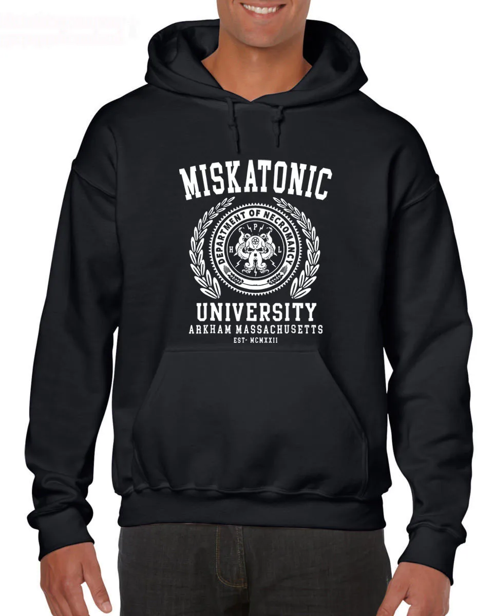 2018 fashion hot sale Hoodies Miskatonic University , Cthulhu, Lovecraft 2018 New Letter Print Creative P Sweatshirt