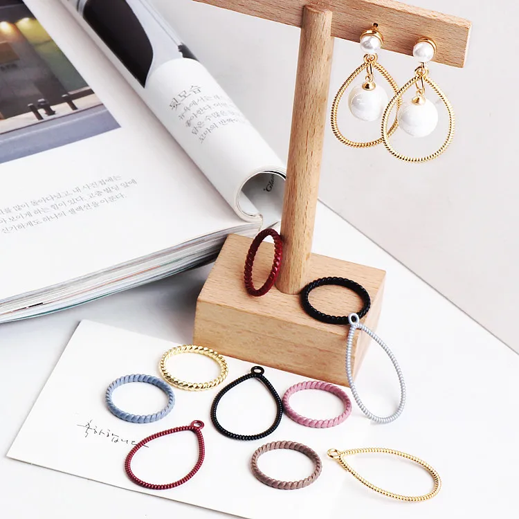 

DIY handmade jewelry accessories Korea alloy circle earrings earrings bracelet material drops Spiral Pendant Necklace