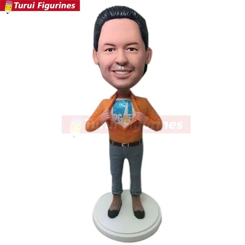 

Powerful Boss Custom Bobble Head Personalized Gift Clay Figurines Based on Customers Photos Birthday Cake Topper Husband Boyfrie