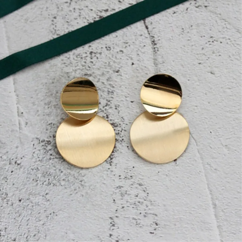 Geometric Metal Pendant Earring Gold Silver Color Statement Circle Punk Dangle Earring Women Personality Jewelry 2136