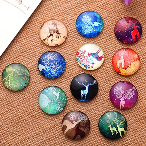 10mm Mixed Style Round Glass Cabochon Flatback Photo Dome Jewelry Finding Cameo Pendant Settings 50pcs/lot K04758