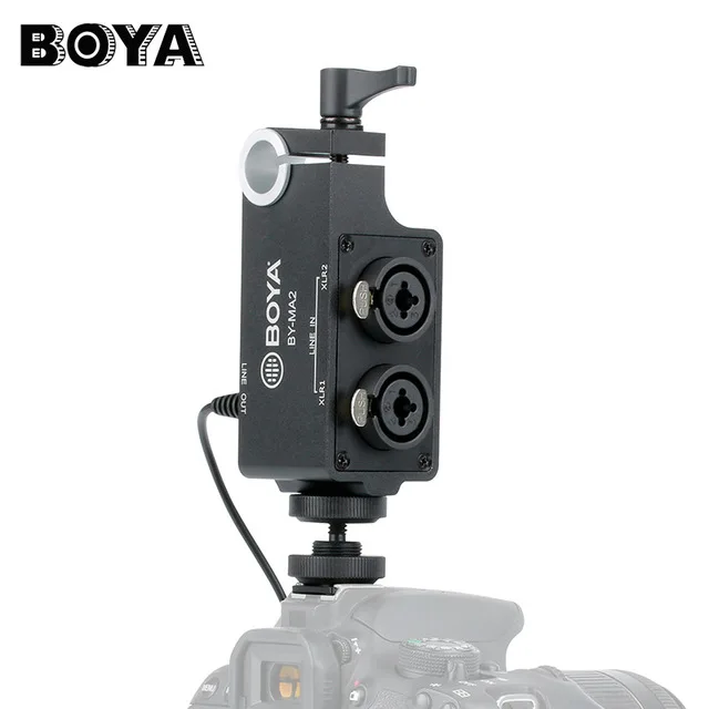 

Boya BY-MA2 Dual-Channel Record Audio Mixer XLR Jack 6.5mm to 3.5mm Wireless Microphone System for DSLR Camera Canon Nikon Sony