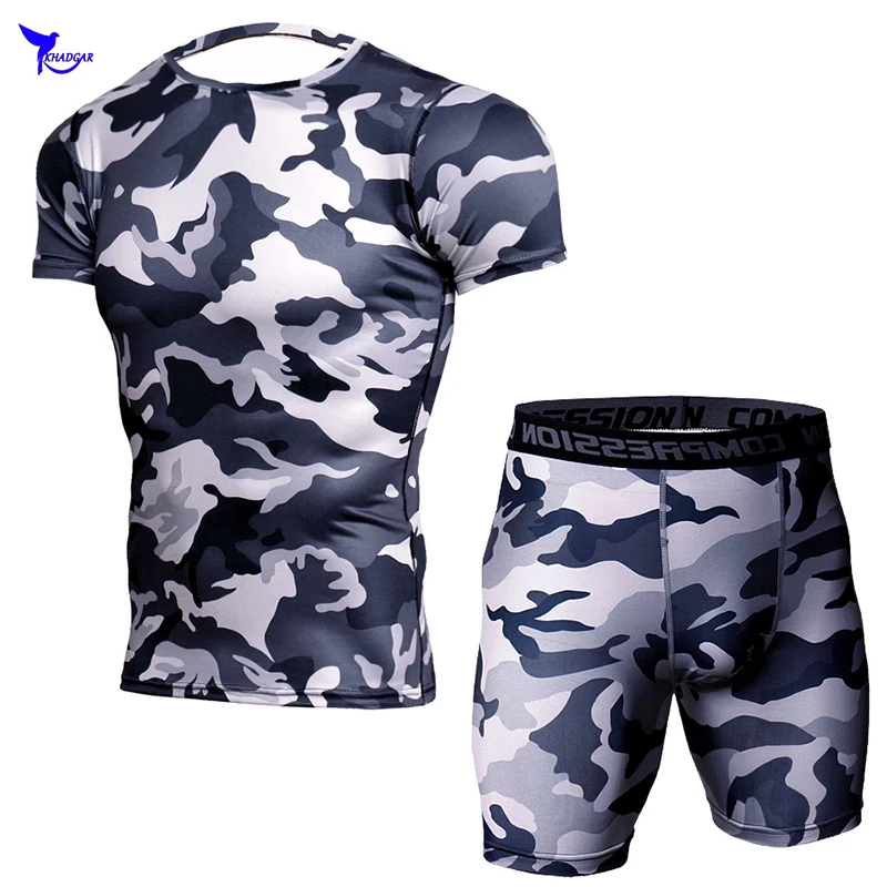 

Sportswear Clothing Quick Dry Summer Men's Sport Suits Short Compression Gym Fitness Training Tracksuits Camouflage Running Sets